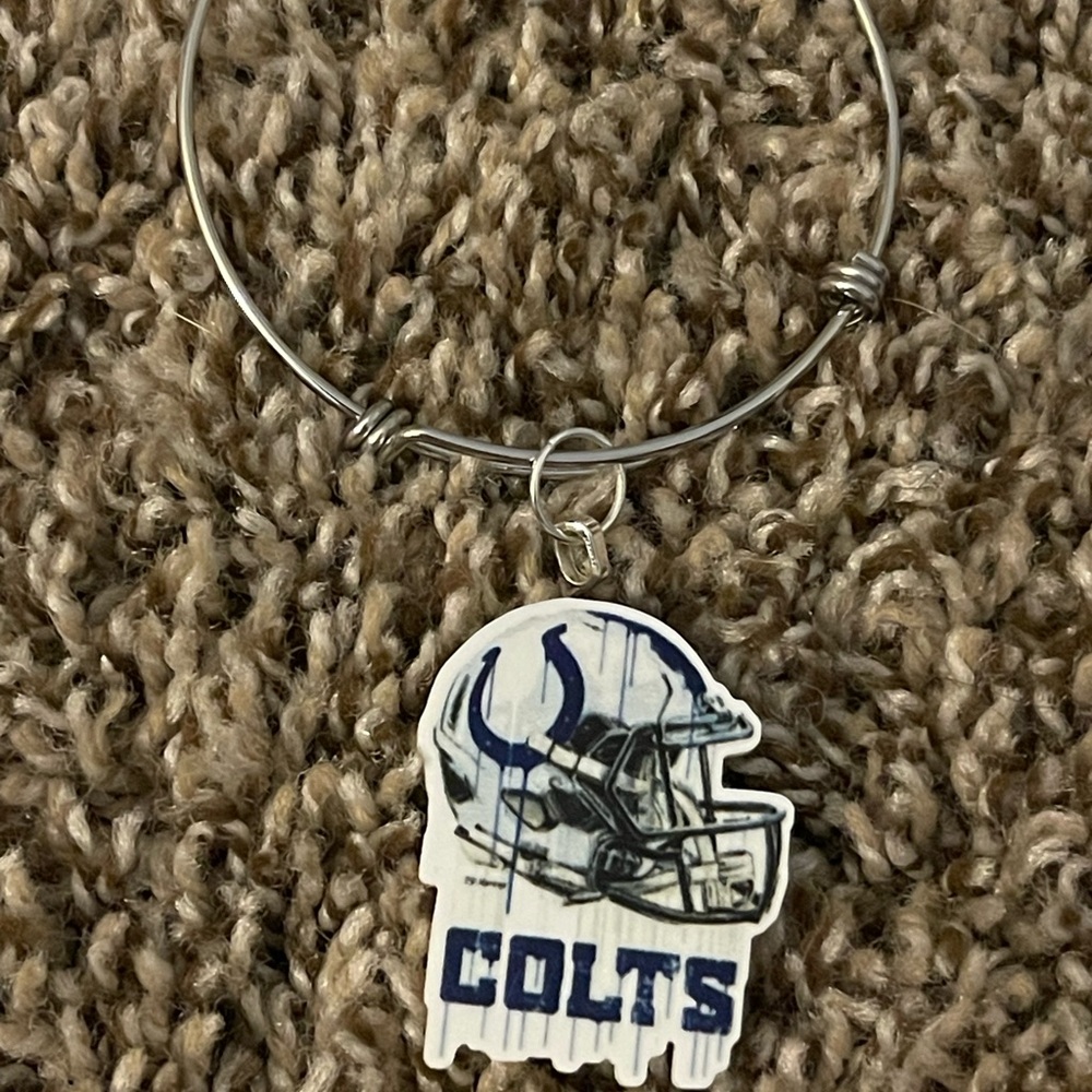Silver Bangle with Colts Charm